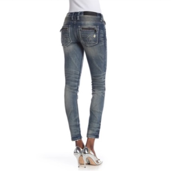 NWT Rock Revival Distressed Moto Skinny Jeans 27 - Picture 4 of 15